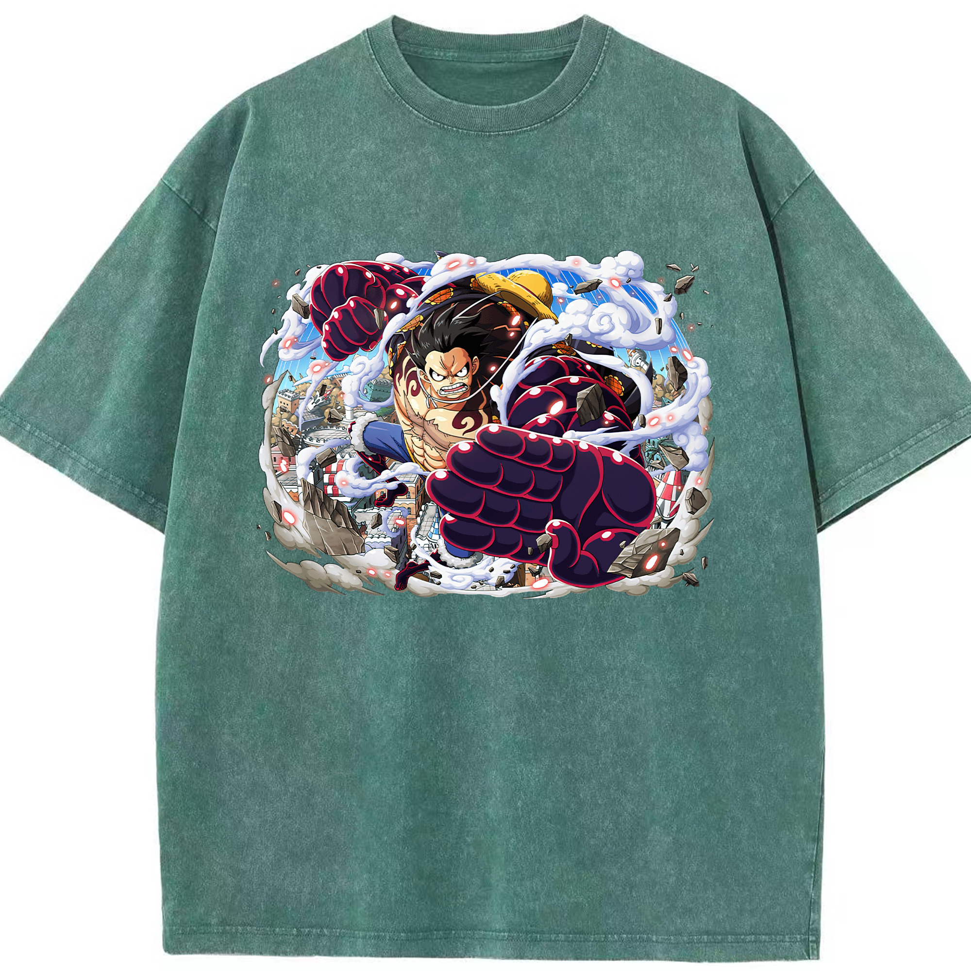 ワンピース モンキー・D・ルフィ ONE PIECE Monkey D. Luffy 綿100% ヴィンテージ風 半袖Tシャツ（フロントプリント）